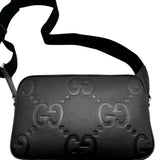 Gucci Black LeatherJumbo GG Messenger Crossbody Purse