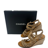 Chanel CC Lambskin Multi Chain Wedge Sandals Women's size 36 = US 6