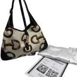 Gucci Cream Horsebit Jackie O Canvas Purse