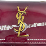YSL Red Wine Patent Monogram Small Sunset Bag