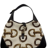 Gucci Cream Horsebit Jackie O Canvas Purse