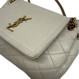 Saint Laurent Cream Mini Nolita Leather Purse