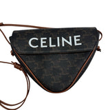 Celine Brown Coated Canvas Triangle Triomphe Mini Crossbody Purse