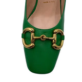 Gucci Green Nappa Charlotte Platform Pumps Size 38.5 = 8.5