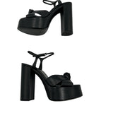 Saint Laurent Bianca Knotted Leather Platform Sandals Women's 37=US 7