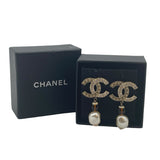 Chanel CC Pearl Drop Earrings