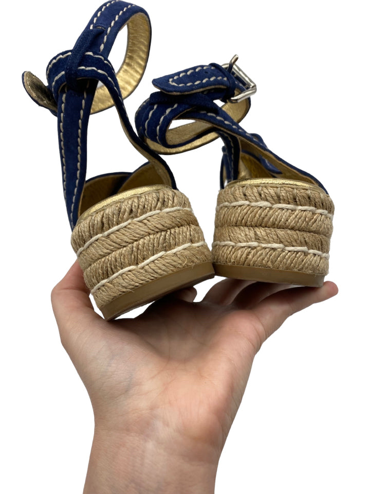 Prada Crisscross Suede Espadrille Sandals Size 38 ~ US Size 8 Women's Shoes