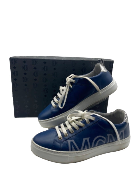 MCM Navy Leather Logo Trim  Size 41 ~ US 8 Men's Shoes