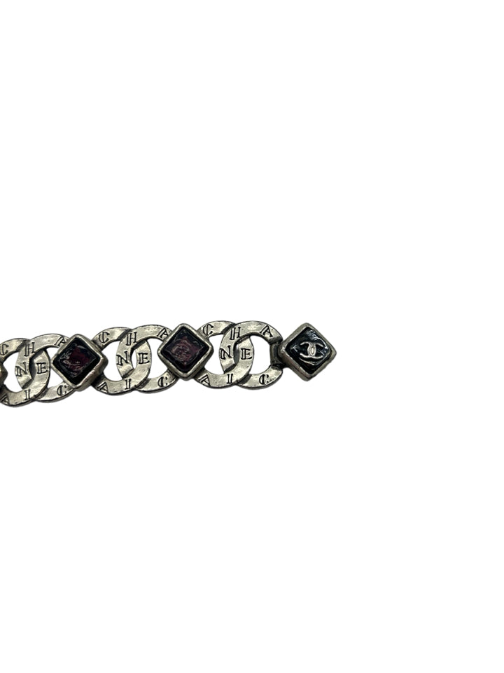 Chanel Silver CC Stones Bracelet